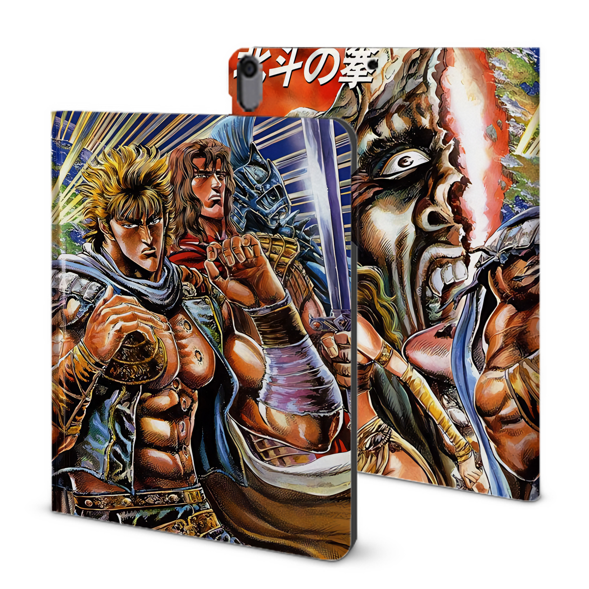 （画像用） 北斗の拳 Fist of the North Star IPad ケース ブック型 PUレザー TPU 耐衝撃 軽量 薄型 ペン収納なし 全面保護 IPad 各モデル対応